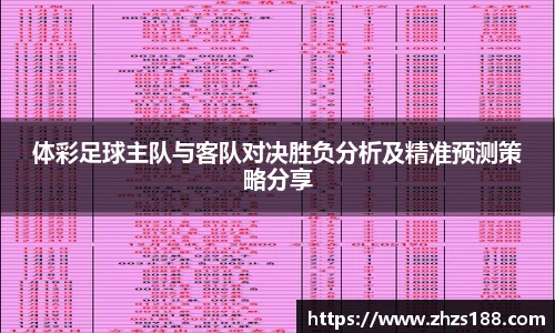 今年会体彩足球主队与客队对决胜负分析及精准预测策略分享